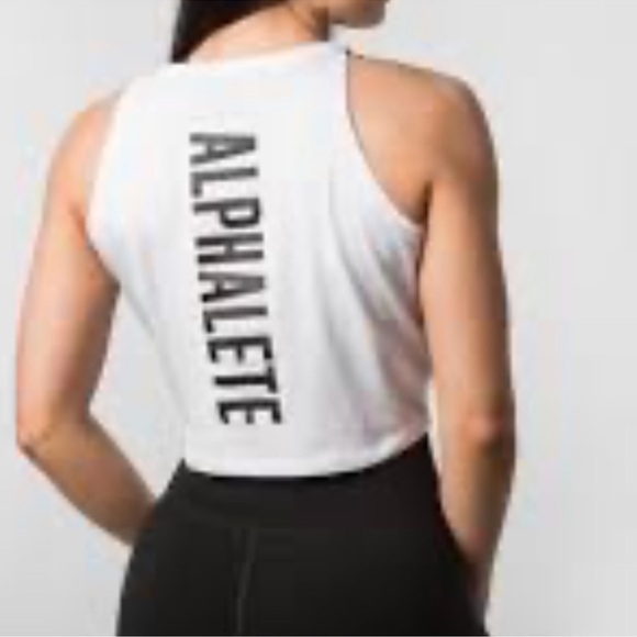 Alphalete tie front tank top black white size small - Picture 1 of 5